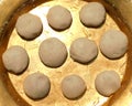 Traditional rice cookies on golden dish