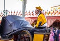 Traditional riding horse carriage celebrating Seville`s April Fair.