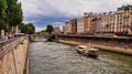 Traditional Houseboat on Seine River, Central Paris, France