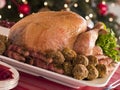 Traditional Roast Turkey with Trimmings Royalty Free Stock Photo