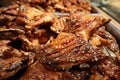 Traditional roasted pork meat in chinese shop