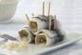 Traditional rollmops on a dish Royalty Free Stock Photo