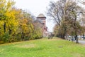 Traditional Romainian building and green yard in bucharest romania