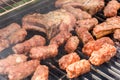 Traditional Romanian Barbecue With Pork Meat Rolls (Mici Or Mititei) Royalty Free Stock Photo