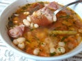Traditional Romanian Bean Soup with Smoked Pork Meat