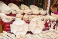 Traditional Romanian carved wood dishware at Horezu Royalty Free Stock Photo