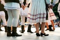 Traditional romanian dancers in traditional costumes Royalty Free Stock Photo