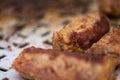 Traditional Romanian food called "mici" which consist of pork meat rolls Royalty Free Stock Photo