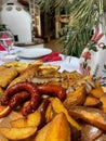 Traditional Romanian food plate inside a restaurant Royalty Free Stock Photo