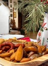 Traditional Romanian food plate inside a restaurant Royalty Free Stock Photo