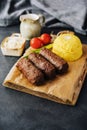 Traditional romanian grilled dish - mici or mititei Royalty Free Stock Photo