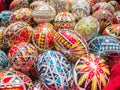 Traditional romanian handcrafted nicely decorated easter eggs Royalty Free Stock Photo