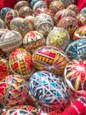 Traditional romanian handcrafted nicely decorated easter eggs Royalty Free Stock Photo