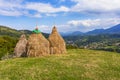 Traditional Romanian haystacks Royalty Free Stock Photo