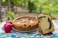 Traditional Romanian pasca, sweet bread and Easter eggs Royalty Free Stock Photo