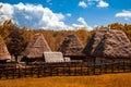 Traditional Romanian village with old house straw roofing Royalty Free Stock Photo