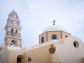 Traditional church roof top in Santorini Royalty Free Stock Photo