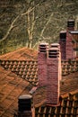 Traditional Roofs and Chimneys of brinks in Greece Royalty Free Stock Photo