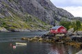 Traditional rorbu in Nusfjord settlement, Lofoten islands.