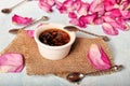 Traditional rose jam for tea time, one of the extraordinary jams Royalty Free Stock Photo
