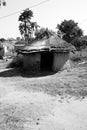 Traditional round African dwelling made from clay with a thatch