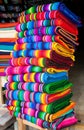 Traditional rugs at market in Panajachel, Guatemala.