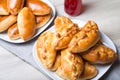 Traditional Russian baked pies pirozhki.