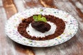 Traditional russian cake Kartoshka chocolate truffle sponge cake. Balls of vanilla biscuit with cocao powder, butter cream and Royalty Free Stock Photo