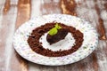 Traditional russian cake Kartoshka chocolate truffle sponge cake. Balls of vanilla biscuit with cocao powder, butter cream and Royalty Free Stock Photo
