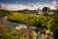 Traditional russian churches in countryside Royalty Free Stock Photo