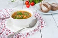 Traditional Russian cuisine: vegetable soup from c Royalty Free Stock Photo