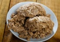 Traditional russian dessert halva from sunflower at plate