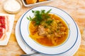Traditional Russian dish is cabbage soup Royalty Free Stock Photo