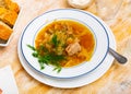 Traditional Russian dish is cabbage soup Royalty Free Stock Photo