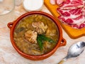 Traditional Russian dish is cabbage soup Royalty Free Stock Photo