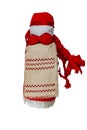 Traditional Russian fabric doll. Home crafts for children. A doll with red hair.