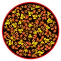 The traditional Russian floral pattern on black background Royalty Free Stock Photo