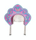 Traditional russian headwear. Pink kokoshnik isolated on white background