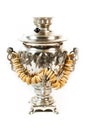 Traditional Russian old samovar for tea drinking with tasty bagels Royalty Free Stock Photo