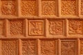 Traditional russian ornament on clay oven tiles Royalty Free Stock Photo