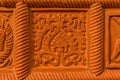 Traditional russian ornament on clay oven tiles Royalty Free Stock Photo