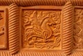 Traditional russian ornament on clay oven tiles Royalty Free Stock Photo