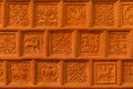 Traditional russian ornament on clay oven tiles Royalty Free Stock Photo