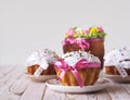 Traditional Russian Orthodox Easter bread kulich. Festive pastries Royalty Free Stock Photo