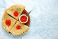 Traditional russian pancakes blini with red caviar Royalty Free Stock Photo