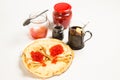 Traditional Russian pancakes with red caviar. Royalty Free Stock Photo