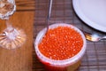 Traditional Russian red caviar. Maslenitsa.