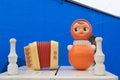 Traditional Russian roly-poly toy. Tumbler, happy childhood, nostalgia