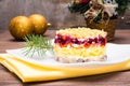 Traditional Russian salad - herring under a fur coat