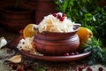 Traditional Russian sauerkraut with pickled apples and cranberri